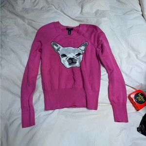 GAP Pink Crewneck Sweater with Dog Graphic